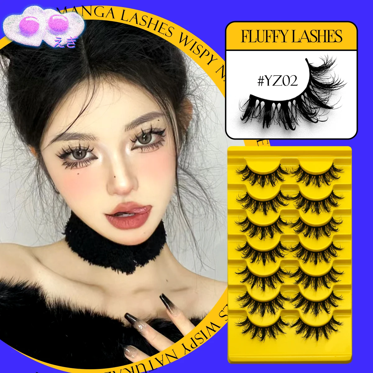 Ciglia soffici e bagnate Ciglia Manga Soffici e morbidi Croce Ciglia finte naturali Lunghe naturali 3D Ciglia finte visone Trucco