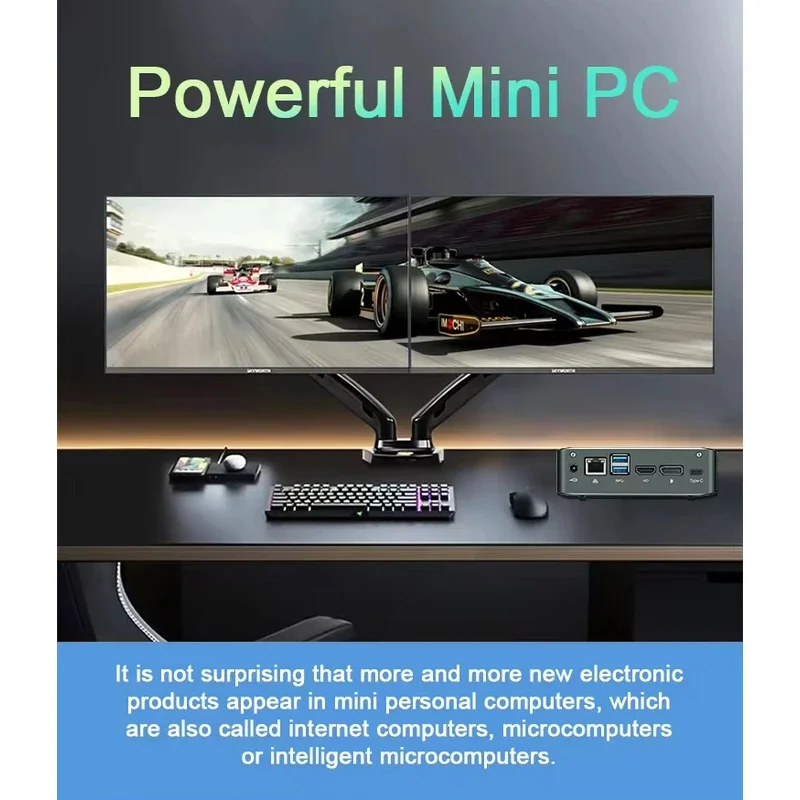 MU01 Mini Desktop PC High-Performance Aluminum Alloy For Gaming Office & Industrial Use Pocket Size With AU & US Plugs