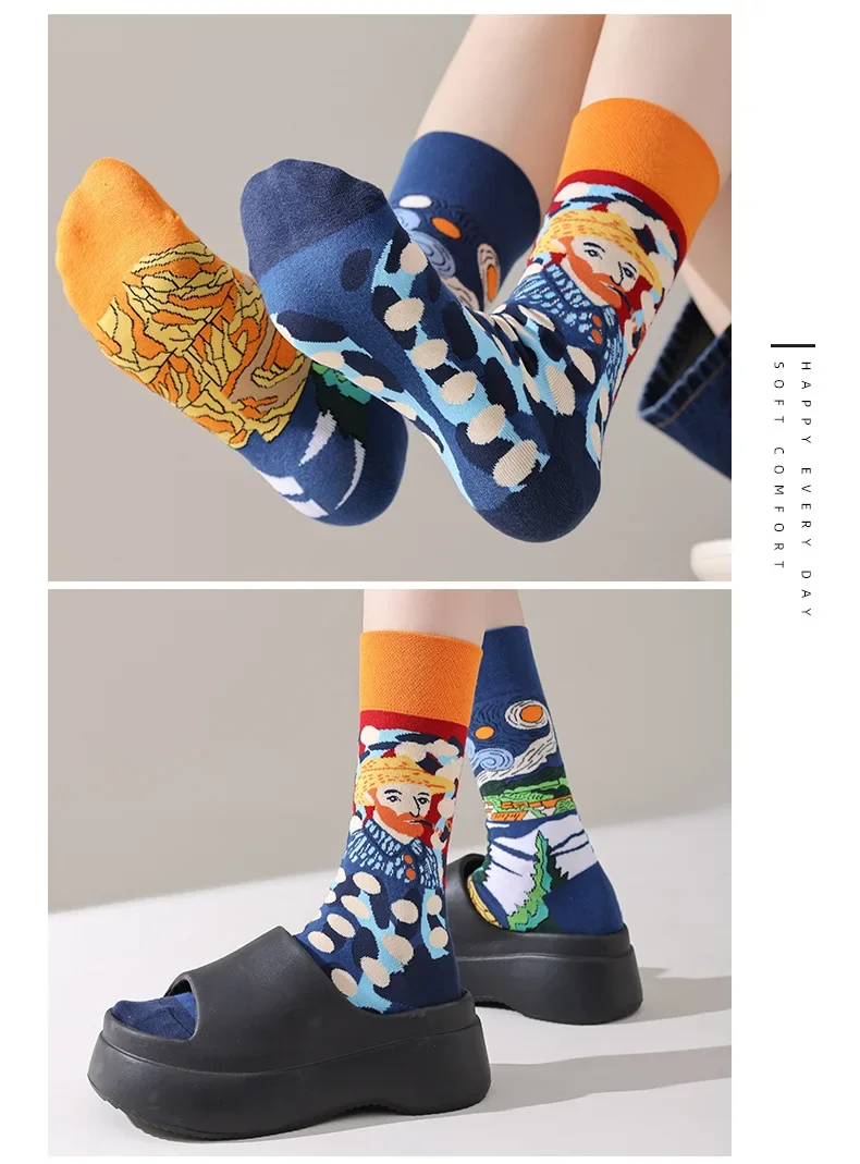 Trendige Paar-Socken, Cartoon-AB-Flut, Outdoor-Sport, lange Röhre, Baumwollsocken, kreative Männer und Frauen für 4 Jahreszeiten – Detail 13