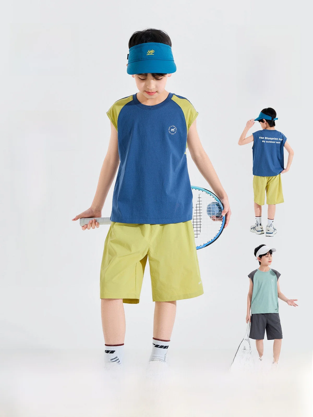 

Bluem Children's Sportswear Set Boys Summer Outfit Teenage Shorts Big Kids Pants Thin A-Class Casual Two-Piece Suit for Boys
