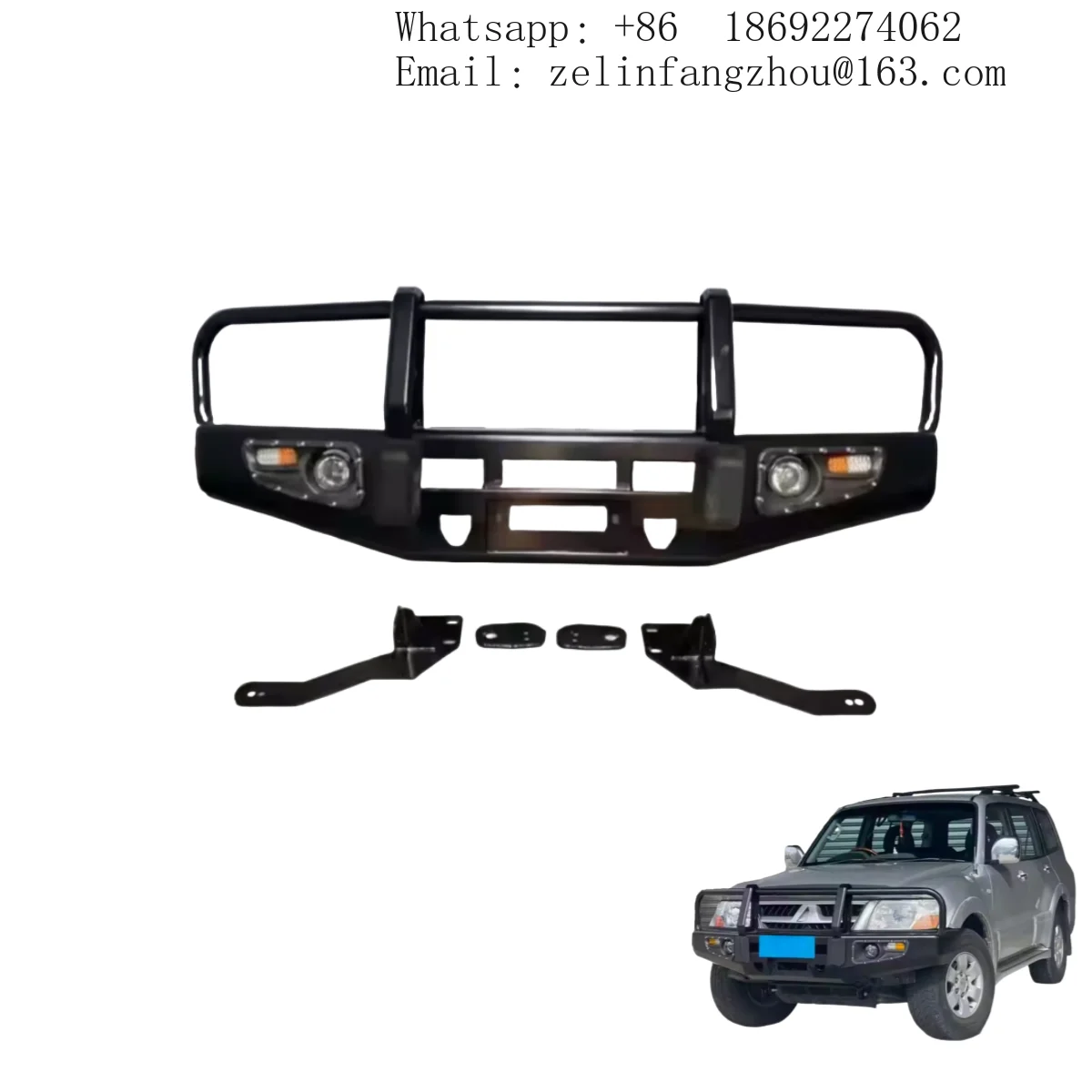 

Совершенно новый, популярный стальной передний бампер с вырезами под буксировочный крюк для Mitsubishi Pajero Montero V60 V70 V73 V77