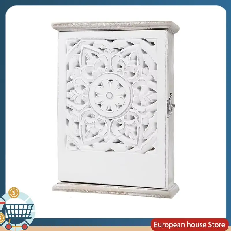 

ABFA Key Storage Lock Box Modern Organizer Cabinet Home Decor Wooden Key Ring Holder For Home Office Hallway