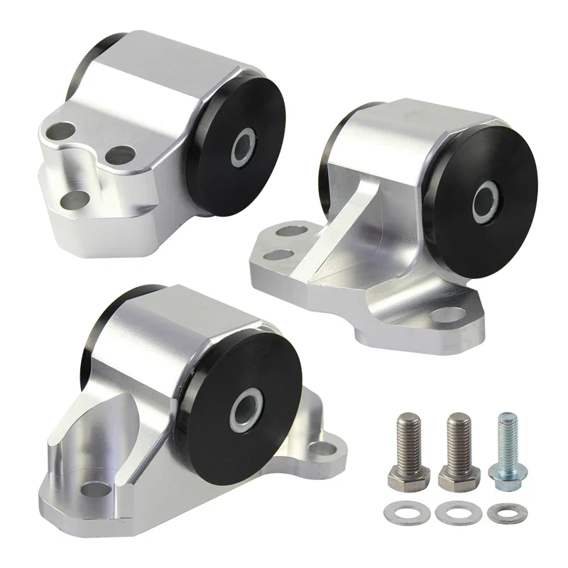 3-Bolt kit Engine Mount Swap For Honda Civic EG Acura Integra B&D-Series 92-01 Engines Transmission Billet Aluminum Silver/Black