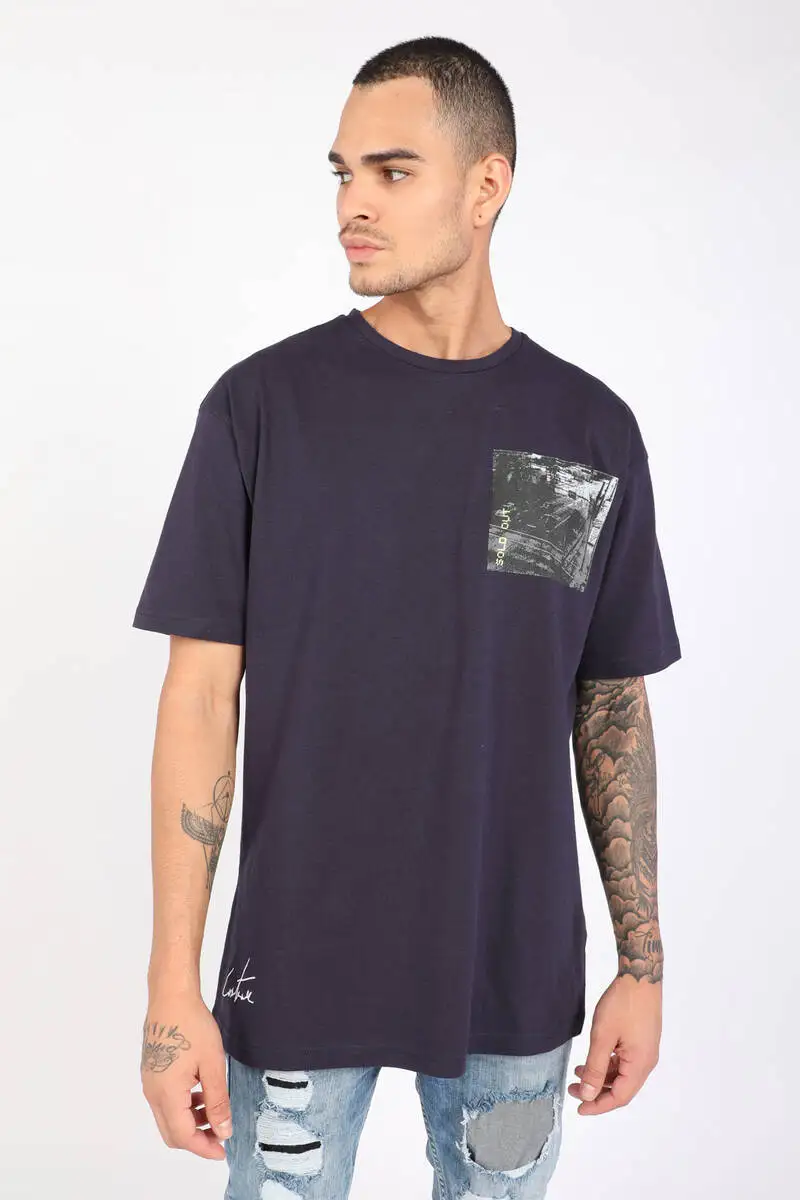 Men's Dark Blue Cycling Neck T-shirt