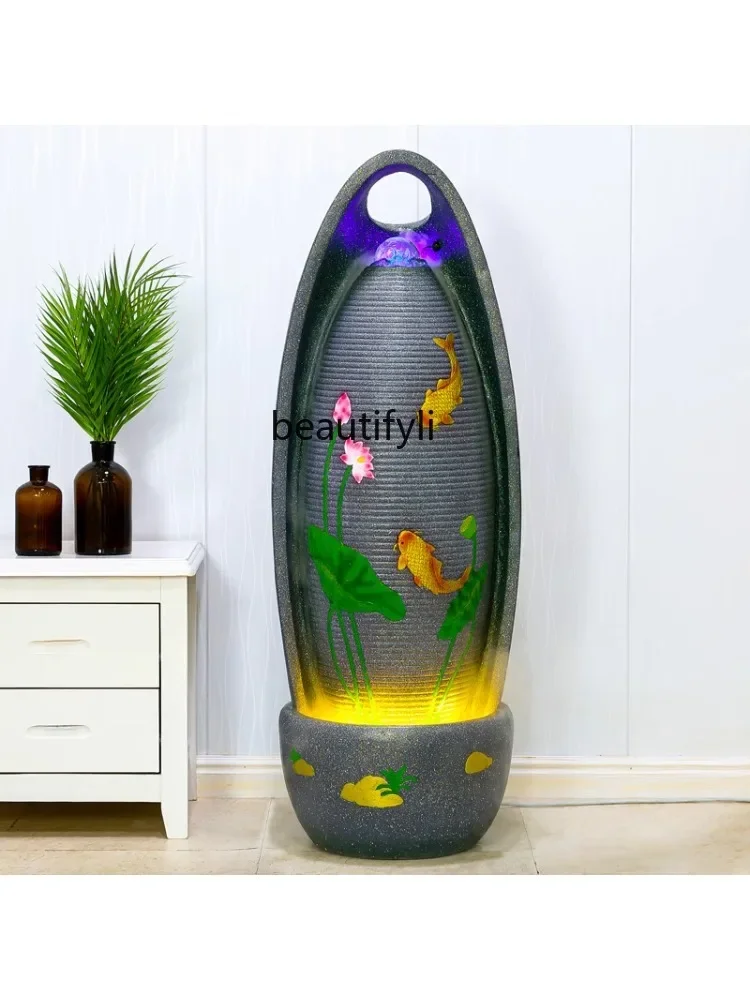 

zxqLiving Room European Style Water Fountain Indoor Landscape Lucky Good Fortune Ball Hallway Floor Decorative Creative Ornament