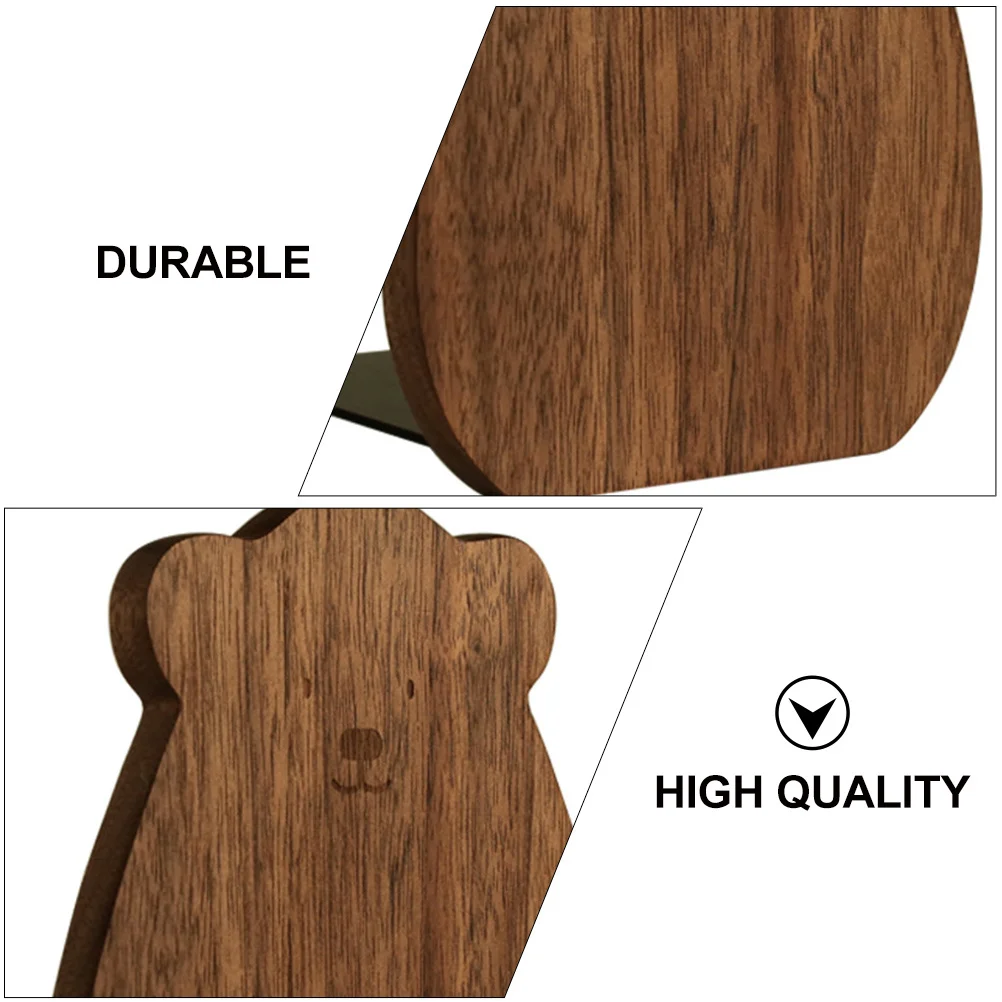 

1pc Wooden Bookend Bear Shape Solid Wood Book Stand Holder Desk Decor Warm Color Smooth Finish Bookshelf Accessory Book