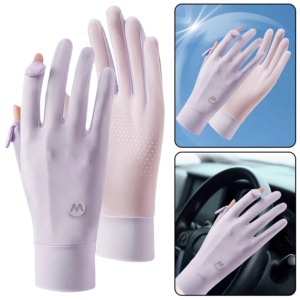 

Women UV Sun Protection Gloves Full Finger Touchscreen Ultra Thin Sun Gloves Breathable Ice Silk Cycling Gloves for Summer
