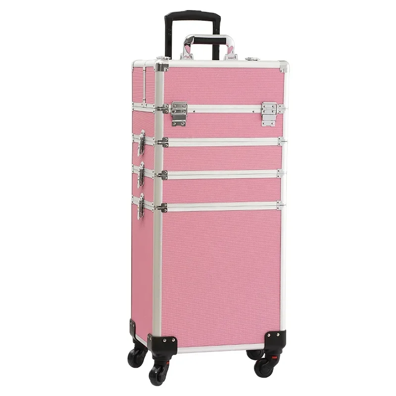 Travel Barber Case Salon Lockable Trolley Makeup Train Case with Wheels