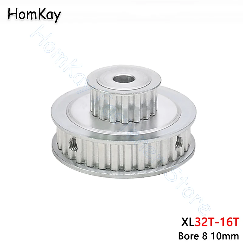 

XL Timing Pulley Bore 8 10mm Double side Gear 32T-16T Synchronous Wheels 3D Printer Accessories for Belt width 10mm