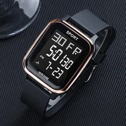 Outdoor Sports Multi-function Electric Watch Student Men's Silicone Strap Digital Wristwatch LED Calendar Luminous Alarm Clock