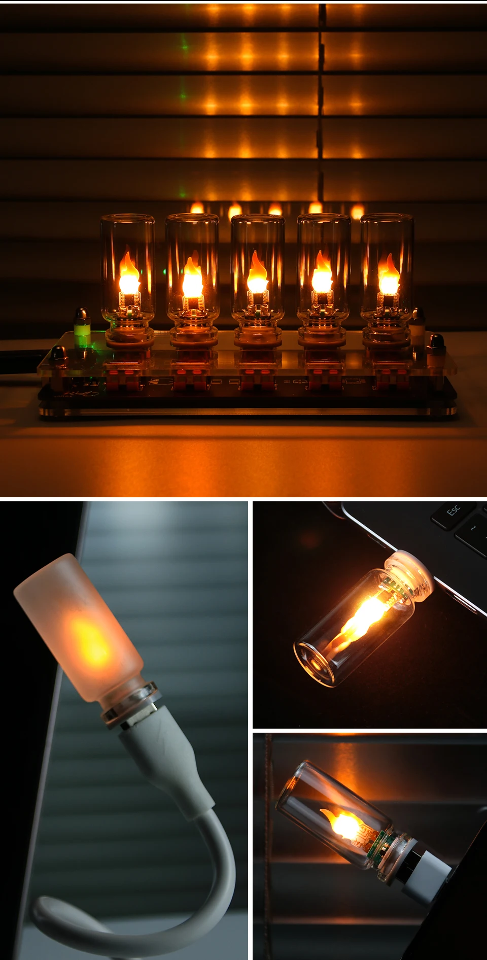 USB LED Night Light Simulated Flame Bulb Night Lamp Flame Flickering Light Effect Candle Bulbs Flameless LED Candles Room Decor