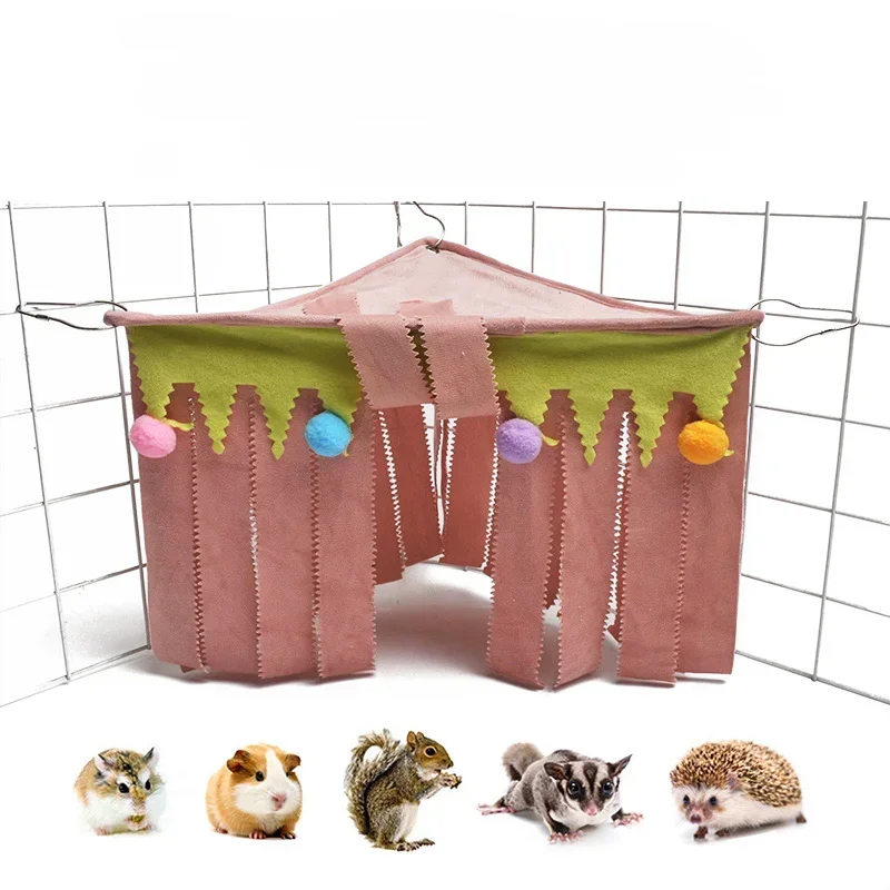 Tassel Strip Pet Tent Hideout Hideaway Guinea Pig Hamster Hedgehog Hammock Curtain Small Pets Hanging Bed Corner Nest Mat House