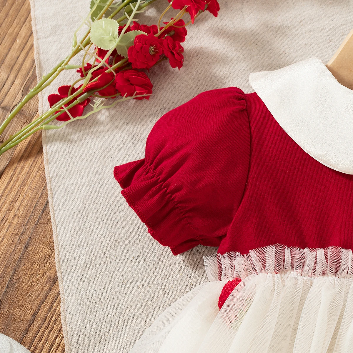 Baby-Mädchen-Prinzessinnenkleid, Sommer, neue Erdbeer-Chiffon-Kinderkleidung (9 Monate bis 3 Jahre alt) – Detail 5