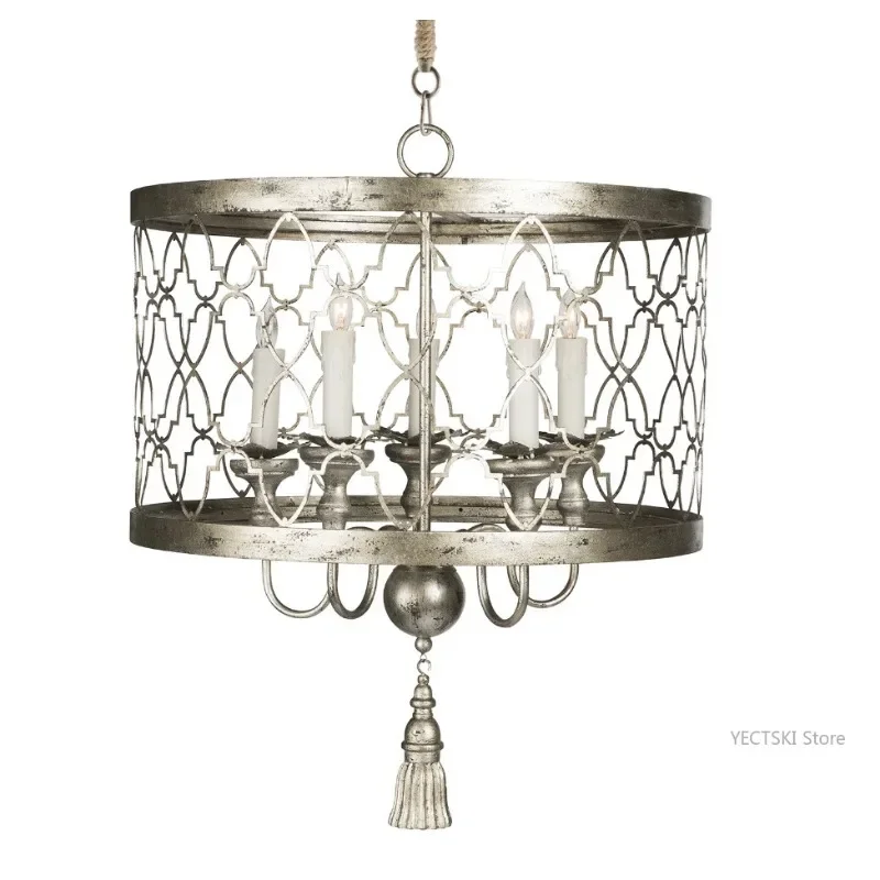 

GHJUYIOL Creative retro antique wrought iron chandelier, living room, dining room, bedroom, villa, homestay, hotel light