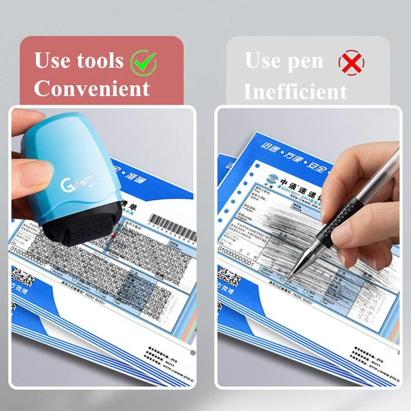 RDY STOCK Security Stamp Roller Privacy Cover Eliminator Stamp Portable Self-Inking Identity Theft Protection