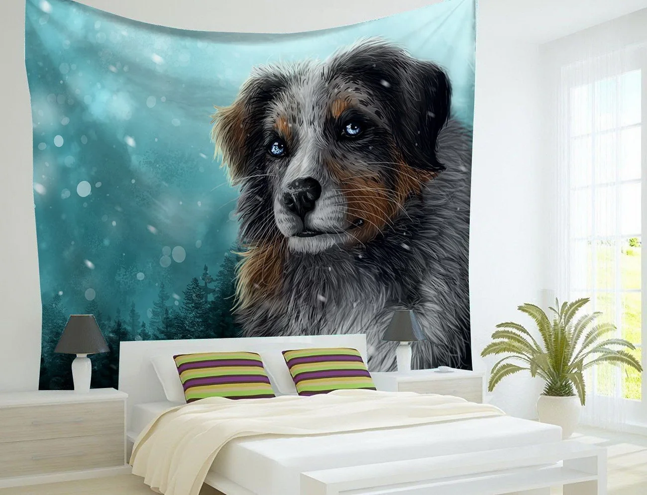 Cute Dog Tapestry Room Decor Aesthetic Living  Decoration  Wall Hanging