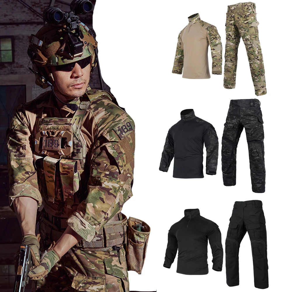 Camo Uniform Tactical Jackes+ Shirts+ Pants Combat+ Knee Pads Airsoft Paintball Multicam Men Clothing Jacket Man Hunting Clothes