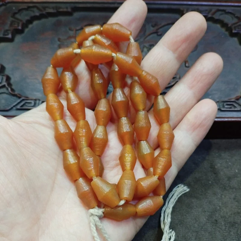 Tibetan Backflow Old Pulp Yellow Agate Necklace Sweater Chain Accessories Buddha Beads