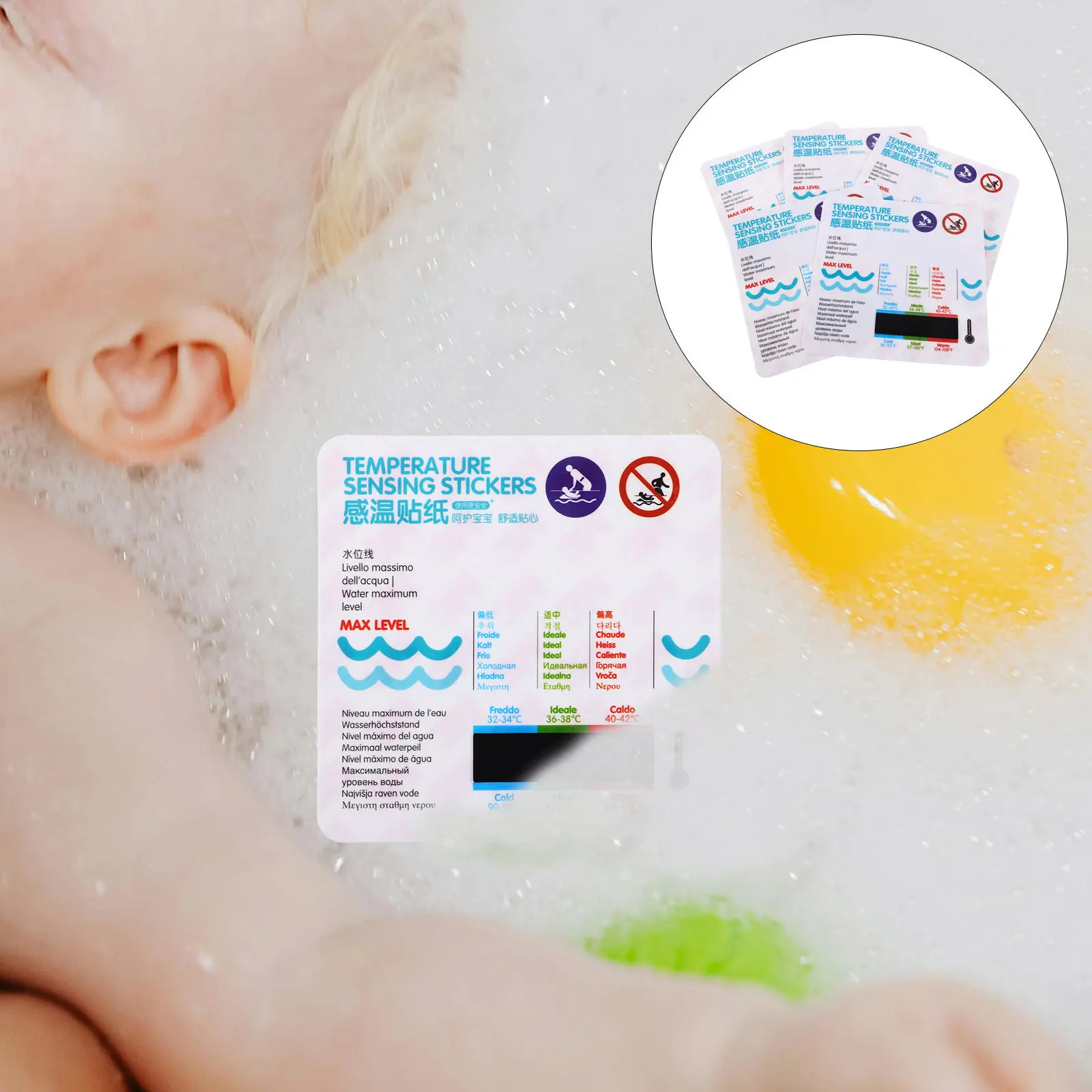5Pcs Baby Bath Temperature Stickers Waterproof Adhesive LCD Display Thermometer for Tub Water Safety Monitoring