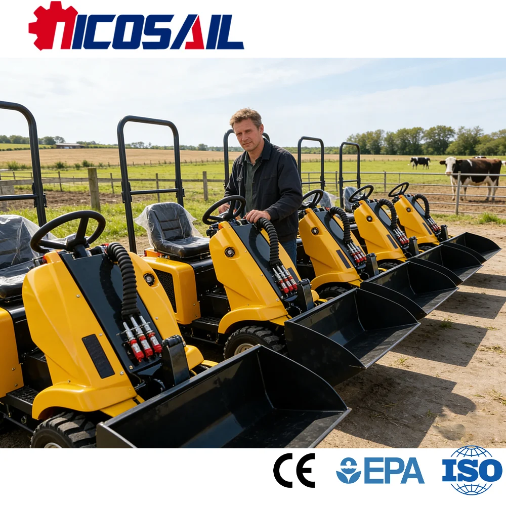 Small 3-Wheel Skid Steer Loader Euro 5 CE Certified Compact Excavator for Construction and Digging