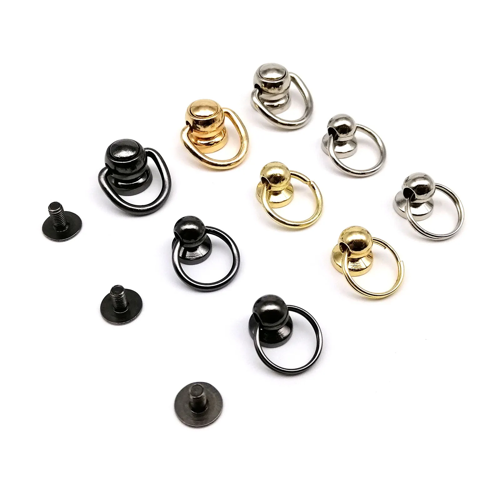 10pc High Quality Zinc-alloy Ball Nail Screwback Chicago Screw Back Rivet Stud Spot with O Ring for Leather Bag Belt Phone Case