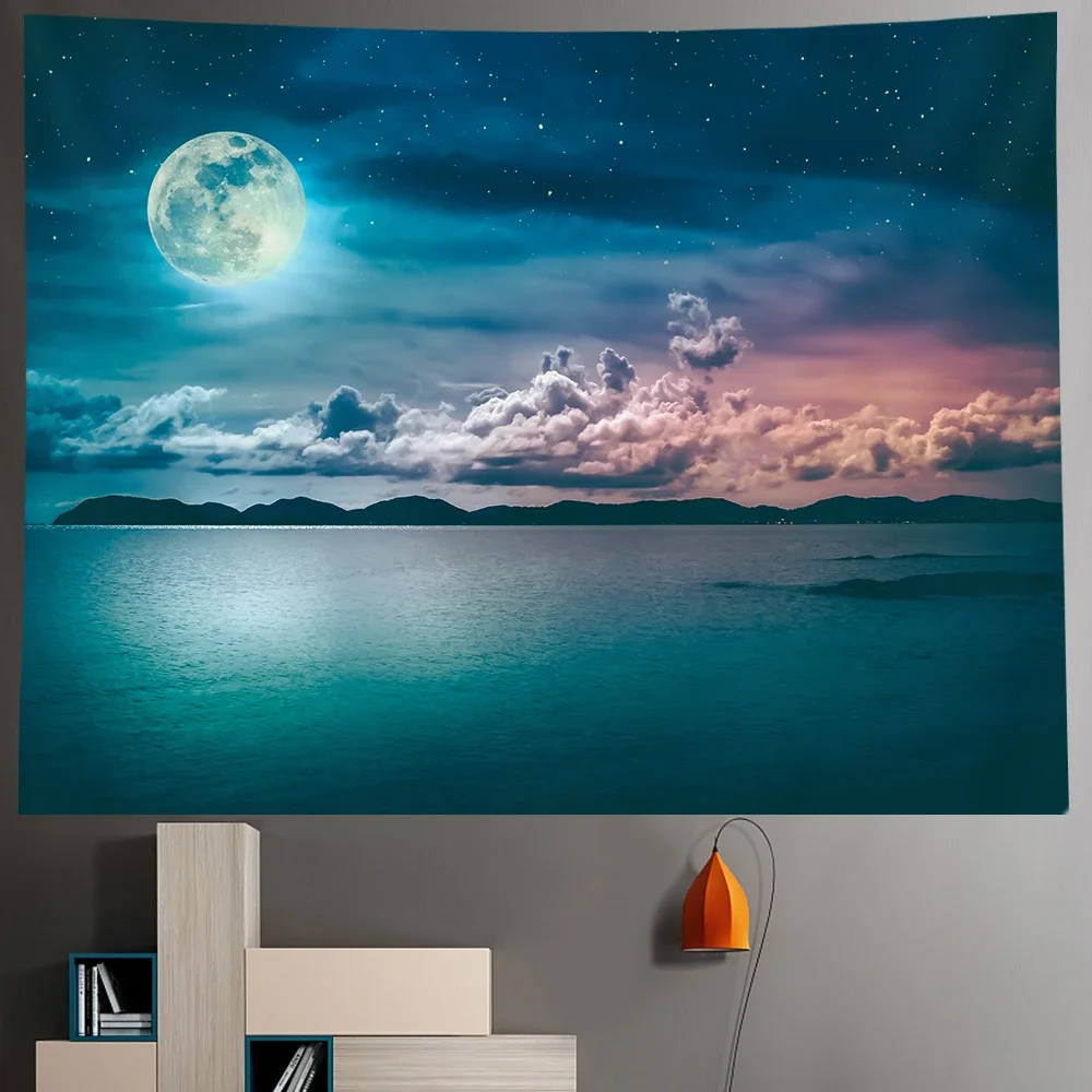 Beach moon night sky background home decor tapestry Hippie Bohemia Decor bedroom sheet beach towel yoga mat