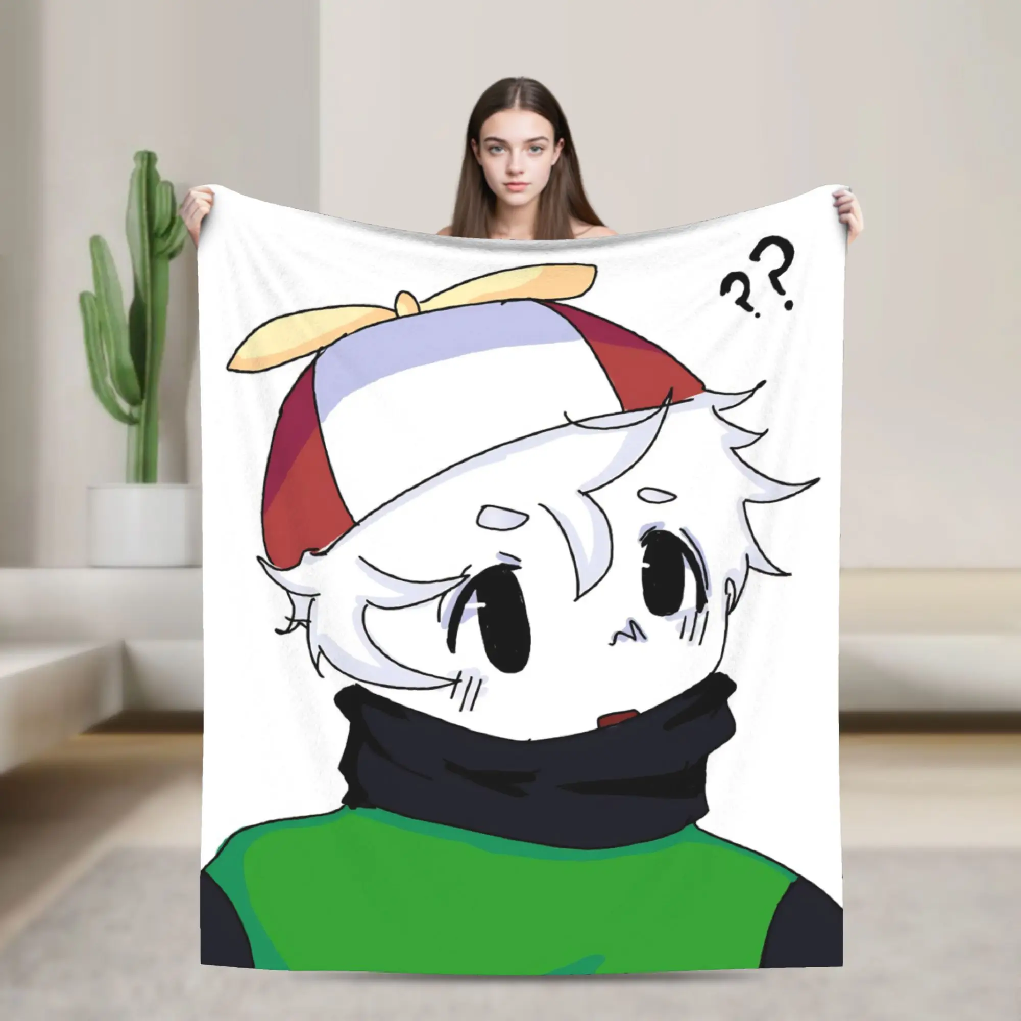 Omenaso Youtuber Gaming Flannel Blanket Cute Vintage Throw Blankets for Home Hotel Sofa  125*100cm Bedspread
