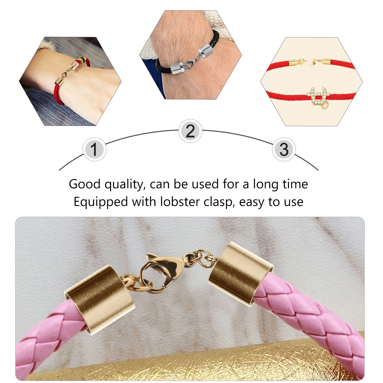 

4pcs Stainless Steel Cord Buckle Fittings Diy Jewelry Accessories Durable For Bracelet Necklace Keychain Metal Lobster