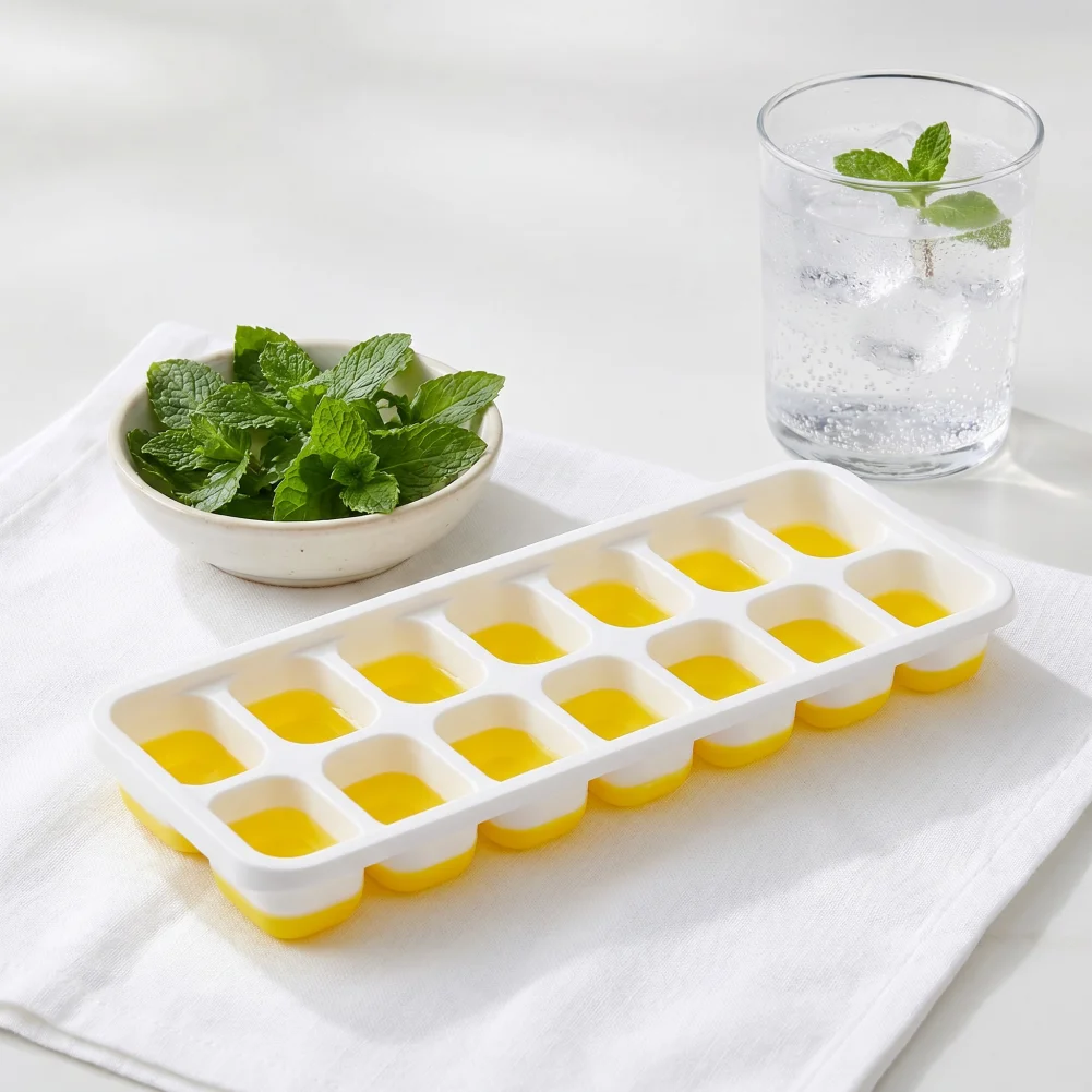 Ice Tray Mold Stackable Silicone Ice Cube Tray with Leak-proof Lid Easy Release Non-stick Mold Freezer Storage for Drinks