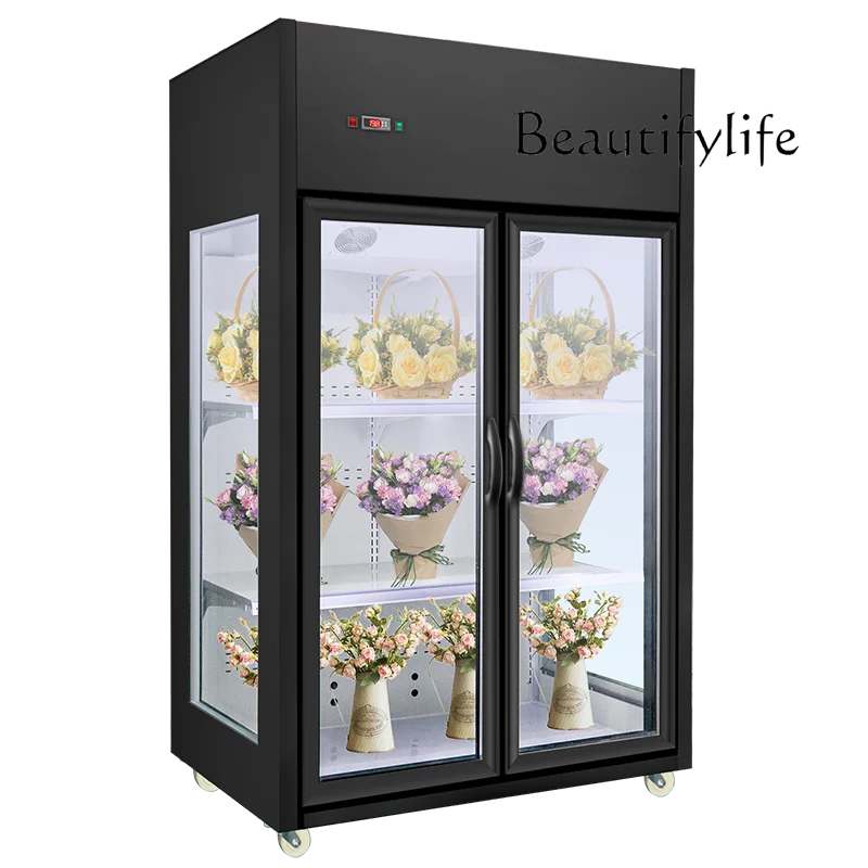 

Fresh-keeping Flower Shop Display Cabinet Refrigerated Cabinet Vertical Commercial Freezer Beverage Air Curtain Cabinet