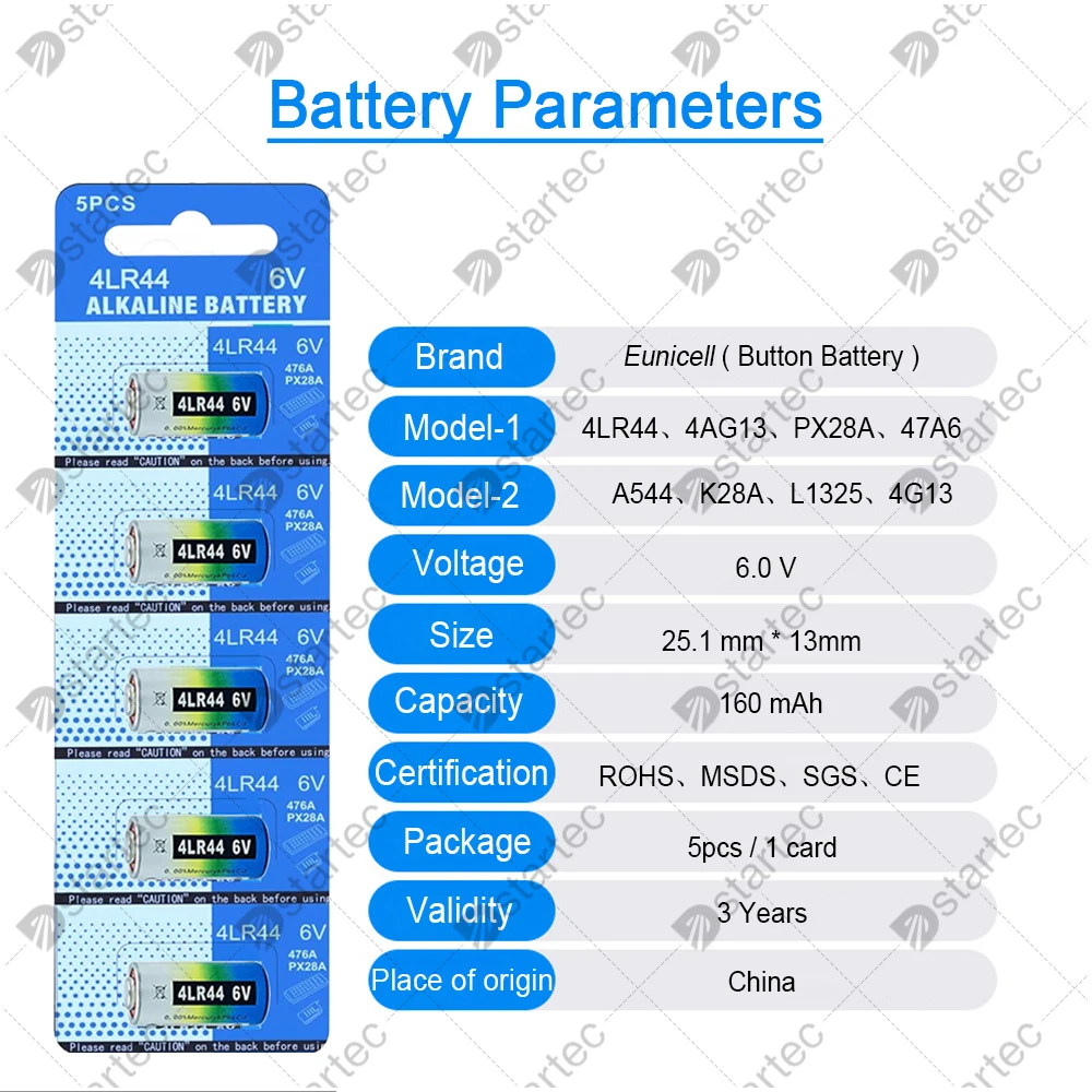 DStartec NEW 4LR44 Battery 28A PX28A 476A A544 K28A L1325 4AG13 6V 4G13 Alkaline Batteries 160mAh for Car Remote Toys Calculator