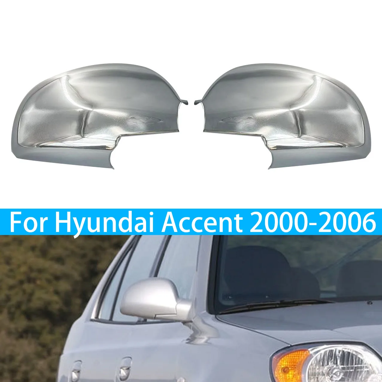 

Для Hyundai Accent 2000-2006: 2 накладки на боковые зеркала заднего вида, серебристые, декоративные, аксессуары для экстерьера