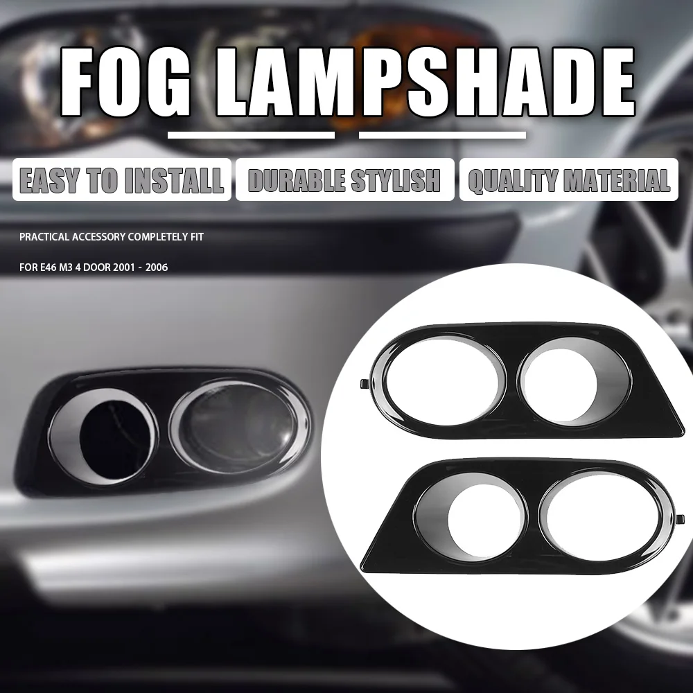 Foglight Cover For  E46 M3 2001‑2006 Grill Frame Surrounds Front Bumper Dual Holes Light Cover Car Accessories 2PCS