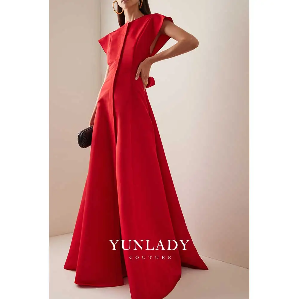 YUNLAN Luxury Red Sleeveless Long Skirt Flower Belt Suitable For Ladies Engaged Late Dresses 2024 Luxury Muslim Ball Gown