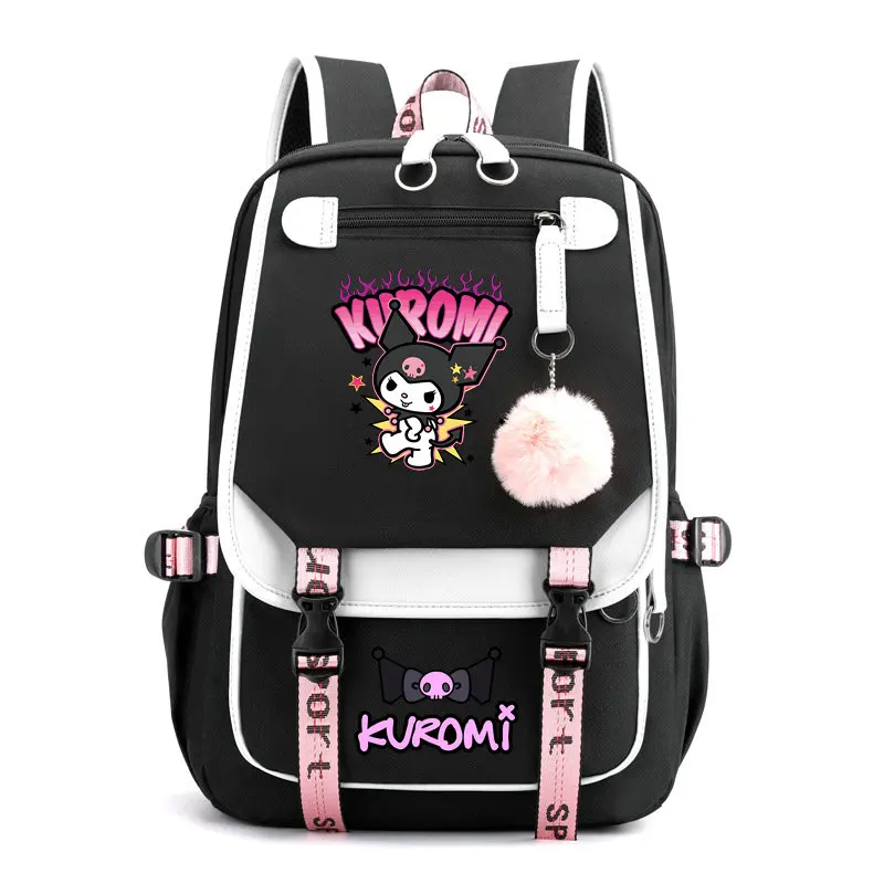 MINISO Kuromi-mochila escolar para estudiantes, morral informal de gran capacidad, para escuela primaria