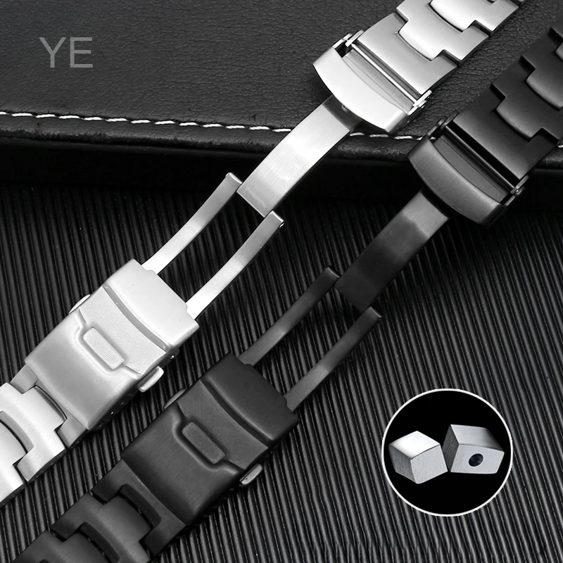 أربطة ساعات متينة من الفولاذ مقاس 18 ملم لساعة كاسيو برو TREK PRG-250/260/270 PRW-3500/2500/5100 سوار واجهة مسطحة بإبزيم أسود قابل للطي