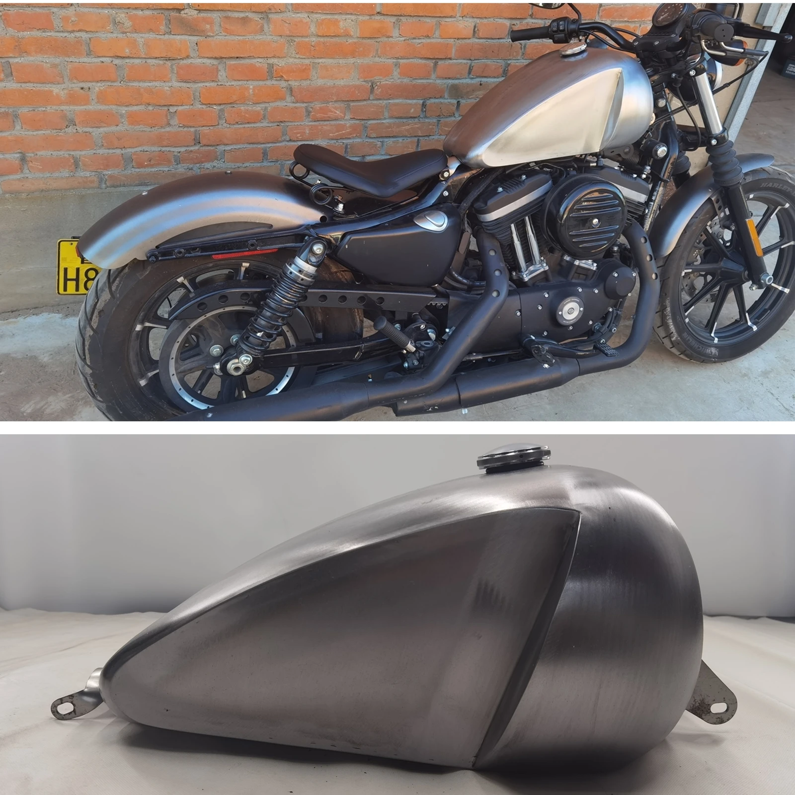 

Silver 17L Motorcycle Gas Fuel Tank For Harley Sportster XL Models 2007-2022 Unpainted