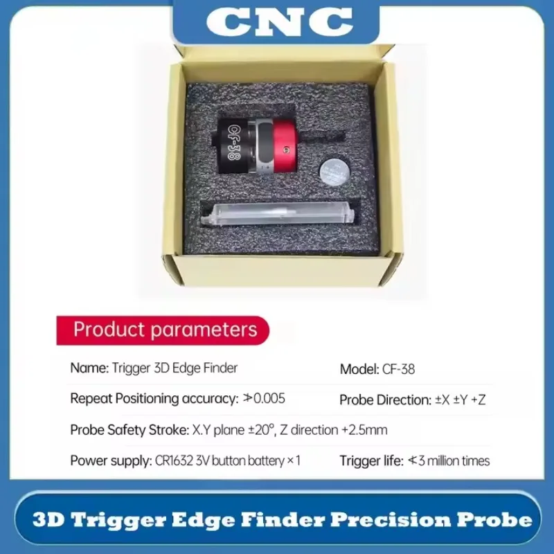 TEBAK 3D Edge Finder Machining Center Cnc Milling Machine Three-coordinate Precision Probe Centring Rod Tool Setter CF-38