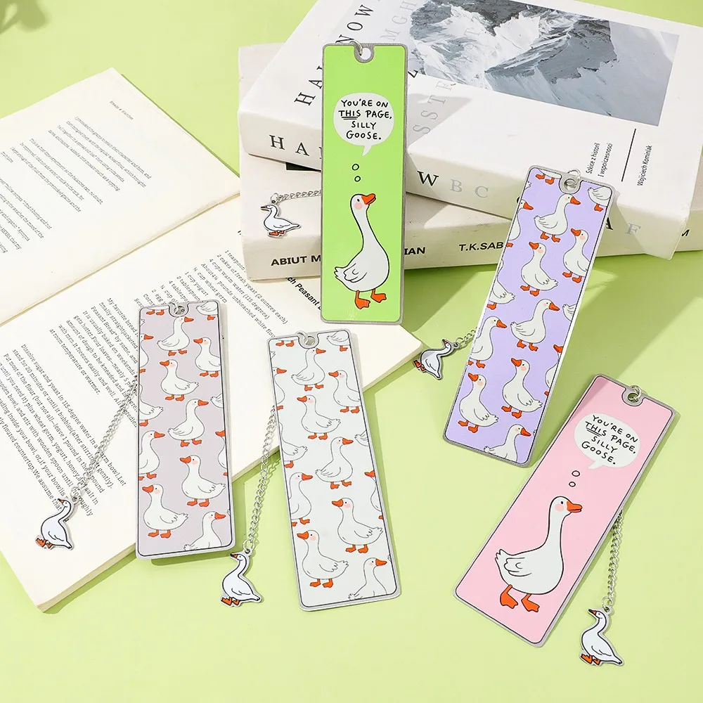 علامة مرجعية لطيفة على شكل أوزة مع قلادة سلسلة، علامة كتاب مضحكة "أنت على هذه الصفحة، هدية إكسسوار للقراءة لمحبي الكتب #3