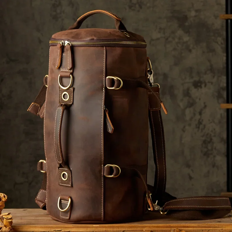 

Retro Style Leather Backpack Travel Bag Men Male Backpack Daypack Genuine Leather Travel Bags Motorcycle Backpack Male Handbag