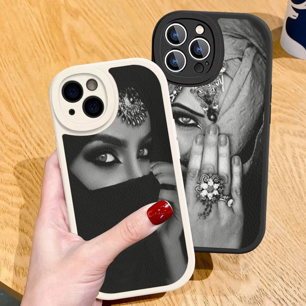 Muslim Islamic Arabic Hijab Face Gril Eyes Phone Case Hard Leather For iPhone14 13 12 Mini 11 14 Pro Max Xs X Xr 7 8 Plus Fundas