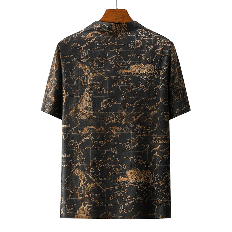 

High Quality Real Silk Heavy Short Sleeve Shirt Coat Men's Summer New Chinese Style Half Suit Fashion