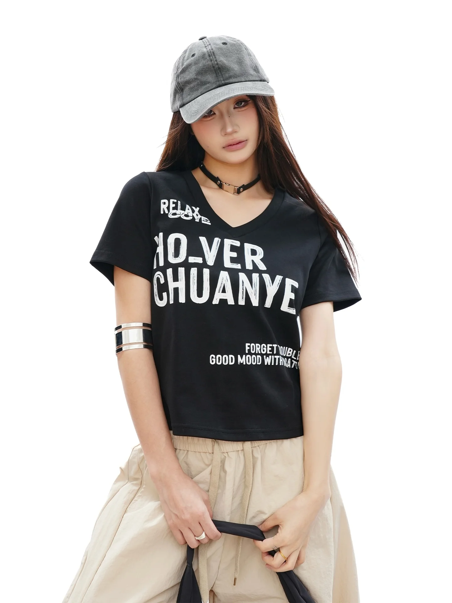 

Женский летний новый свободный топ S3T5 American Sle ort Sve T-irt с круглым вырезом и принтом, дышащий, приятный для кожи, из смесового хлопка