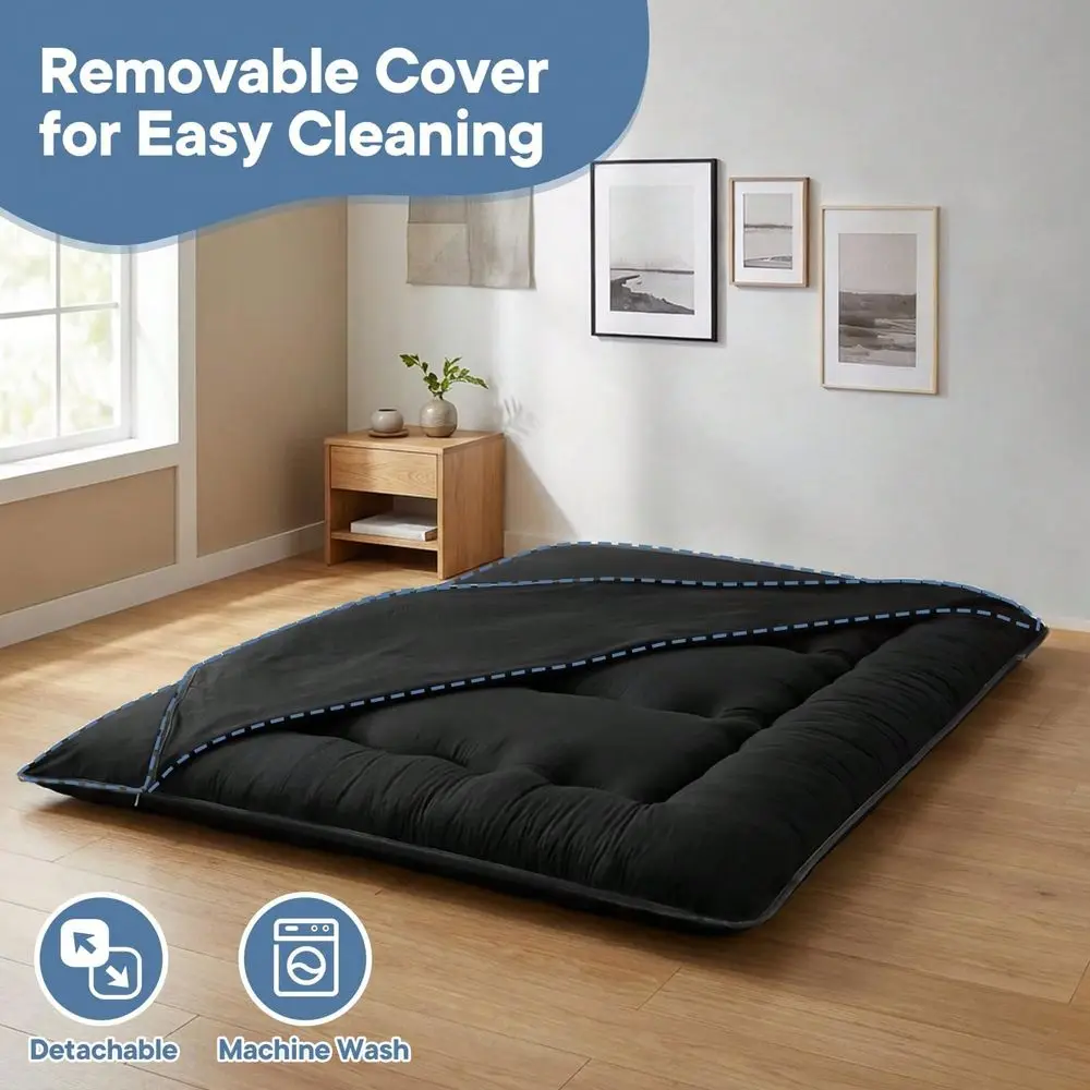 

Floor Mattress Futon Mattress, 4Inch Twin Thicken Tatami Mat Sleeping Pad Foldable Roll Up Mat Boys Girls Dormitory Pad Kids Fl