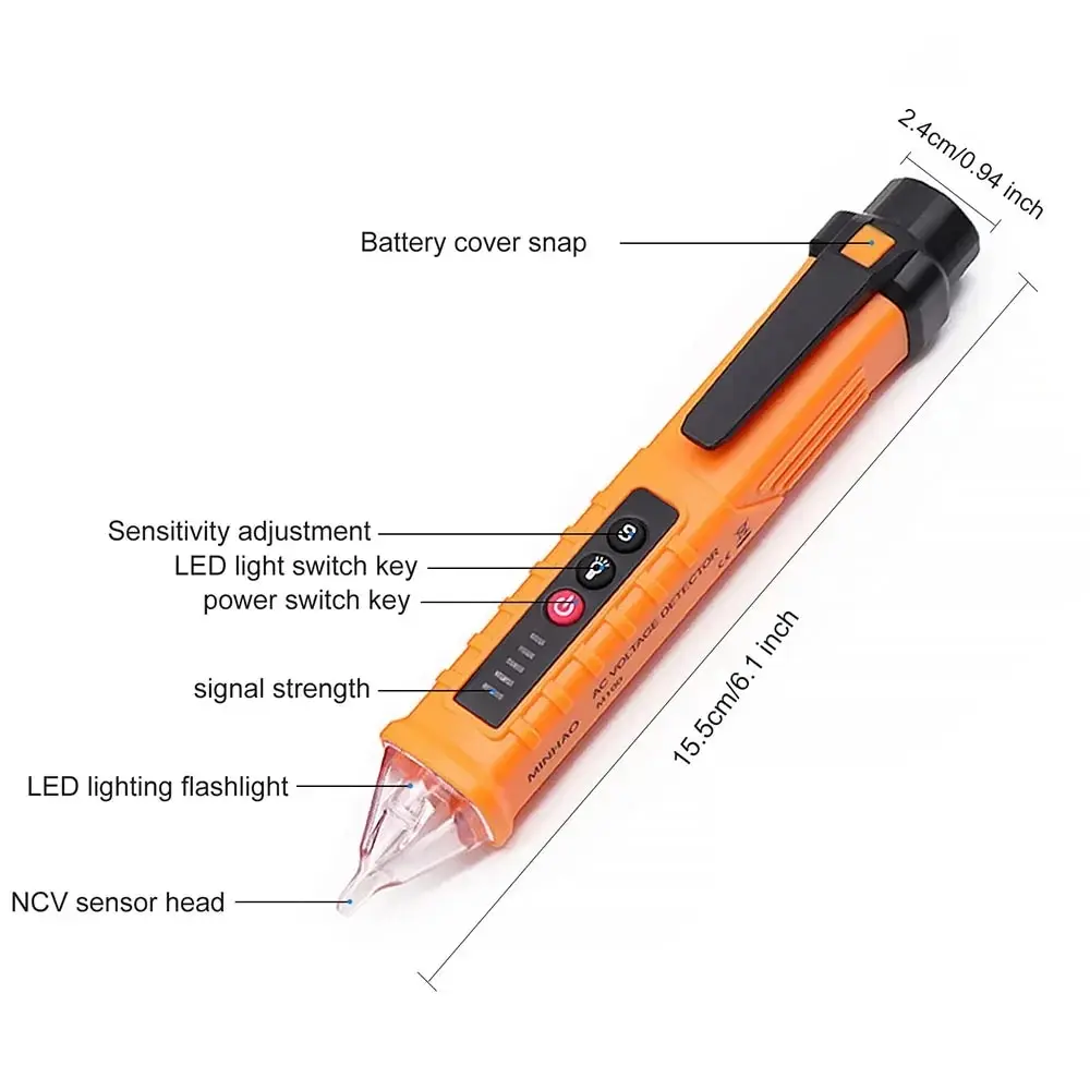 Portable Voltage Detector Smart Non-Contact Tester Pen Meter Sensor Test Indicator Digital 12-1000V Volt Current AC