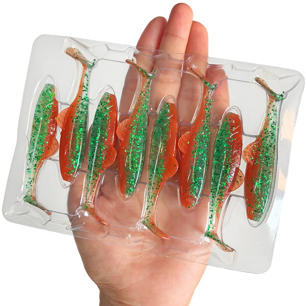 8 Stück Schwimmende T-Schwanz Weichköder 6,5cm 2,5g Glitzer Flexible Schwimmköder Künstliche Köder für Süßwasser Salzwasser Barsch Hecht – Detail 12