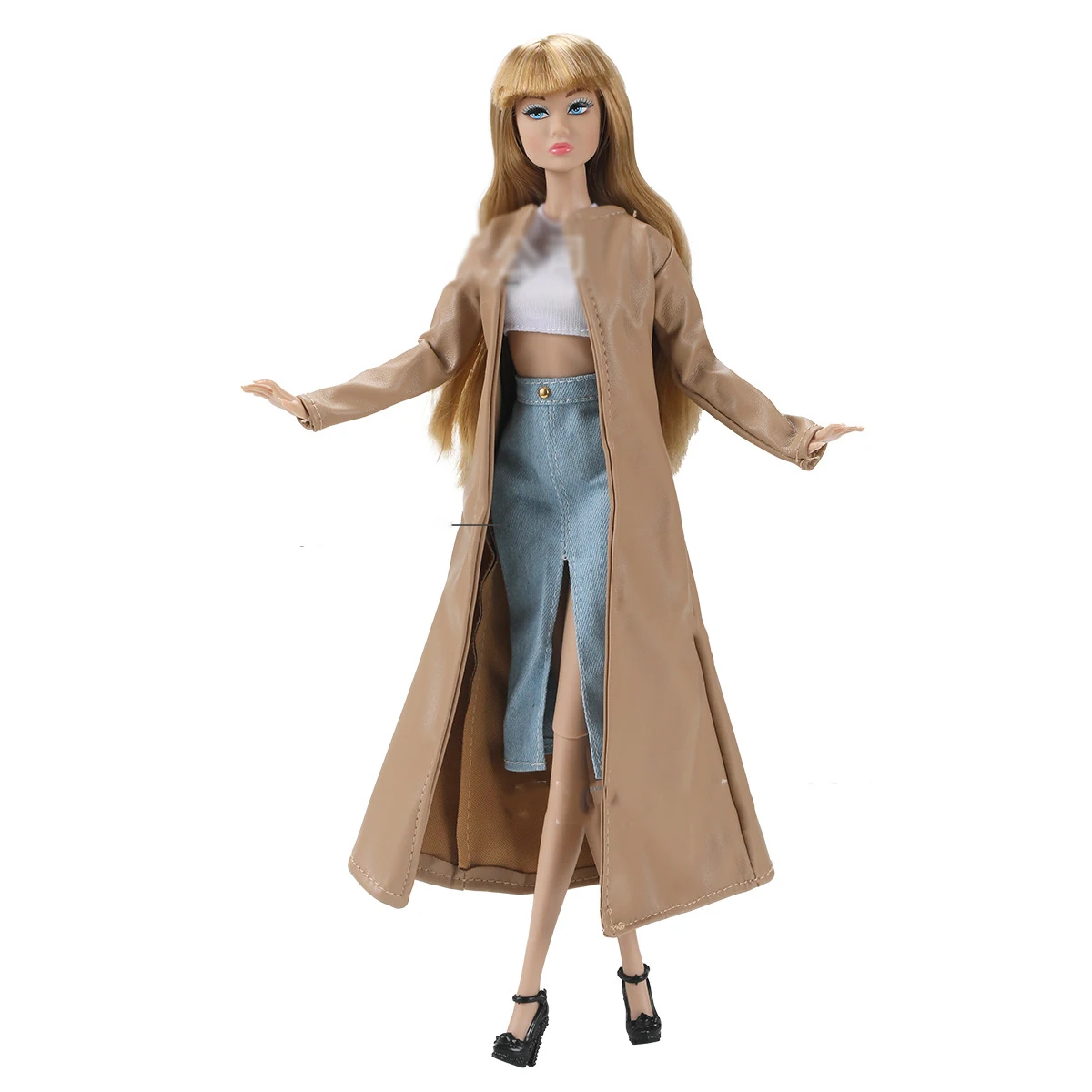 2025 جديد عارضة أزياء ملابس دمى لباس غير رسمي سترة جلدية معطف تنورة ل 1/6 BJD دمية الجينز بانت 30 سنتيمتر دمية فستان الملحقات