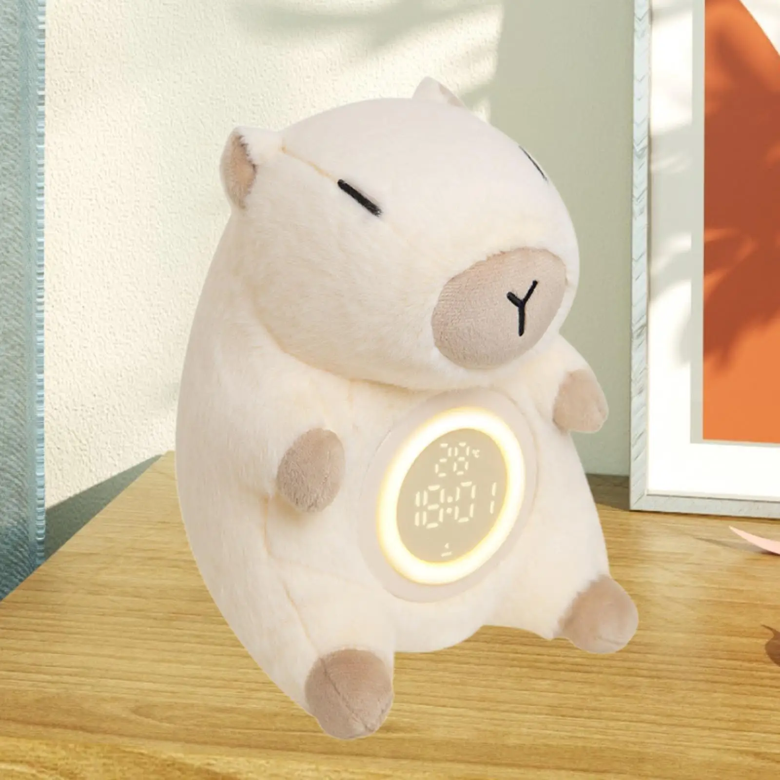 Capybara Alarm Clock for Kids Plush Toy Night Light for Bedroom Bed Lamp