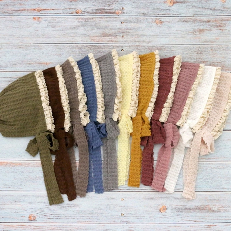 Gorro de nailon con encaje para bebé recién nacido – Sesión foto - imagen 3