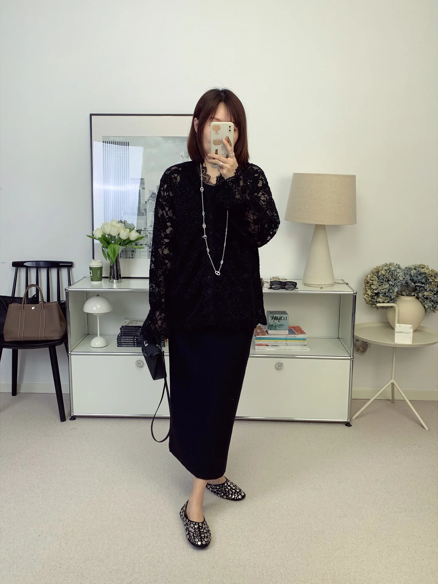 

Elegant V-Neck Lace Loose Shirt Cardigan 3D Flower Embroidery Breathable Polyester Fiber Long Sleeve Women's Citywalkwear